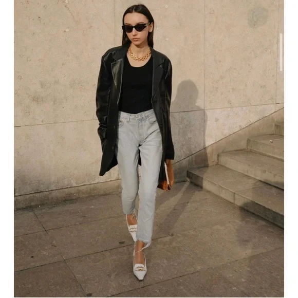 Zara Faux Leather Blazer M - Picture 6 of 10